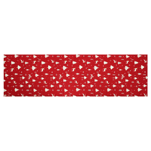 Běhoun červený - vánoční vzor, 100% polyester, 40 x 150 cm