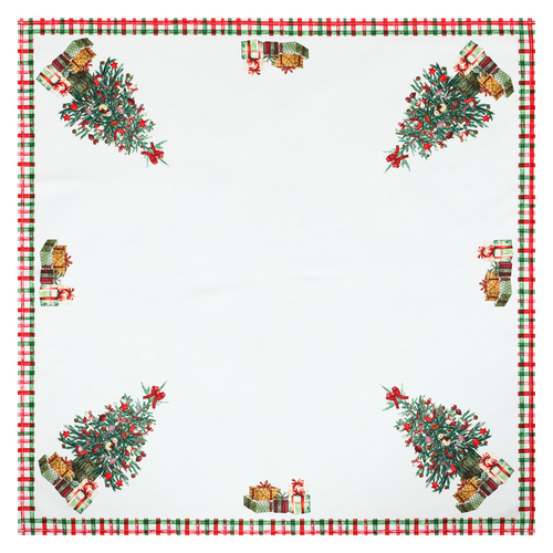 Ubrus - vánoční stromky, 100 % polyester, 80 x 80 cm