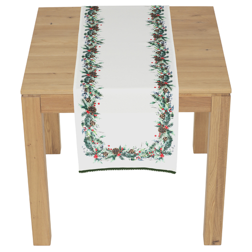 Běhoun - jehličí, šišky a bobule, 100% polyester, 40 x 150 cm