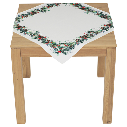 Ubrus - jehličí, šišky a bobule, 100% polyester, 80 x 80 cm