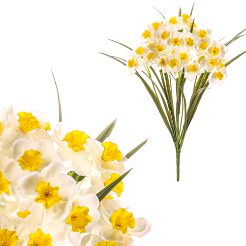 Narcis - umělá kytice, bílá barva