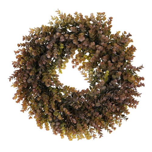 Věnec umělý - pr. 50 cm, eukalyptus, zeleno-fialový