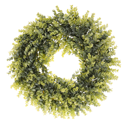 Věnec umělý - pr. 50 cm, eukalyptus, barva zelená