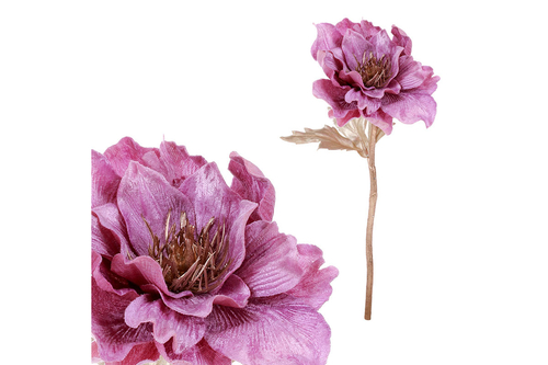 Sasanka - umělá řezaná květina, fialová se třpytkami