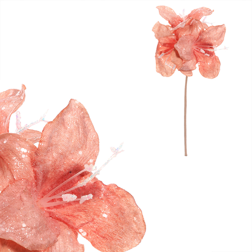 Amarylis - umělá, 3 květy na stonku, cappuccino se třpytkami