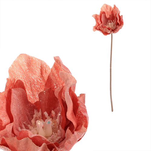 Čemeřice - umělý květ na stonku, cappuccino se třpytkami