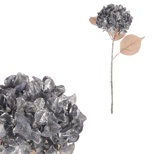 Hortenzie - umělá řezaná květina, modro-stříbrná