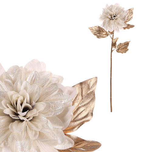 Jiřina - umělá řezaná, pozlacená, bílý květ