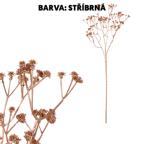 Gypsophila - umělá větev s kvítky, stříbrná barva