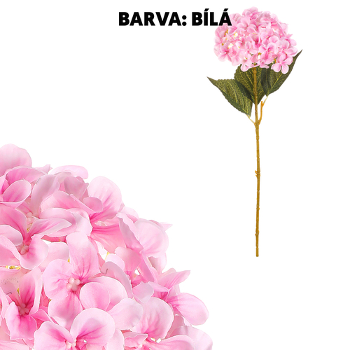 Hortenzie - umělá řezaná květina, bílá