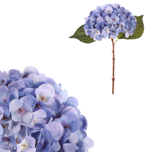 Hortenzie - umělý květ na stonku, modro-fialová