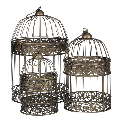 Klec kovová - závěsná, barva měděná, cena za sadu 3 ks