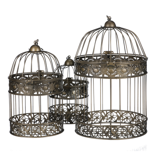 Klec kovová - závěsná, barva měděná, cena za sadu 3 ks