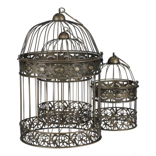 Klec kovová - závěsná, barva měděná, cena za sadu 3 ks