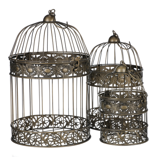 Klec kovová - závěsná, barva měděná, cena za sadu 3 ks