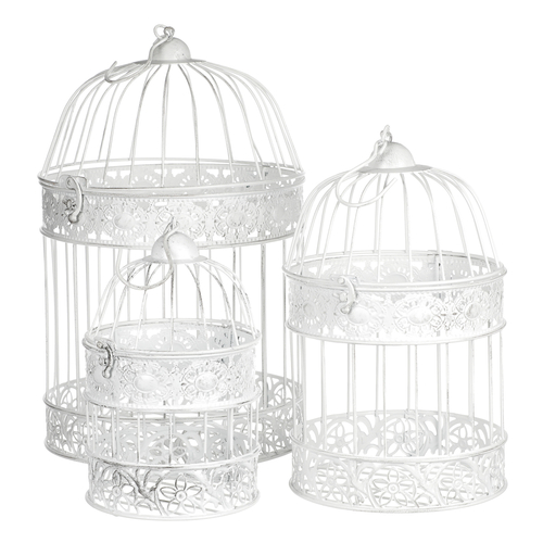 Klec kovová - závěsná, barva bílá, cena za sadu 3 ks