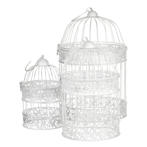 Klec kovová - závěsná, barva bílá, cena za sadu 3 ks