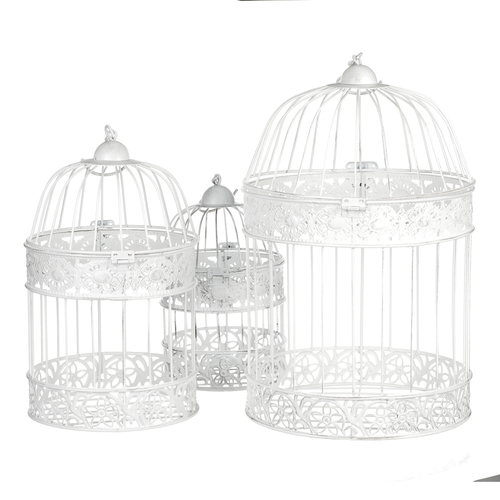 Klec kovová - závěsná, barva bílá, cena za sadu 3 ks