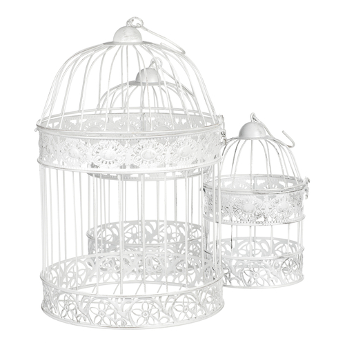 Klec kovová - závěsná, barva bílá, cena za sadu 3 ks