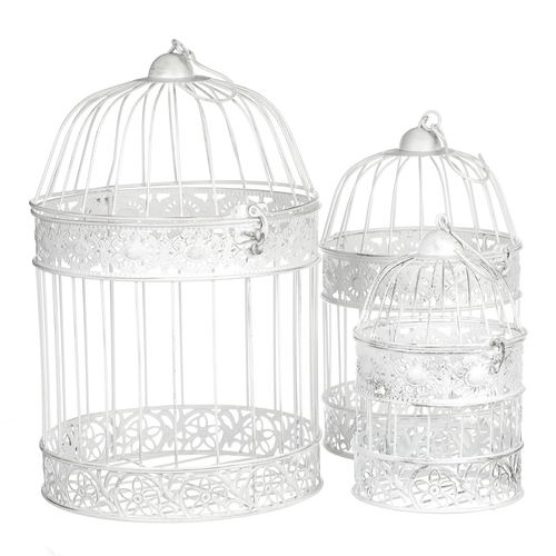 Klec kovová - závěsná, barva bílá, cena za sadu 3 ks