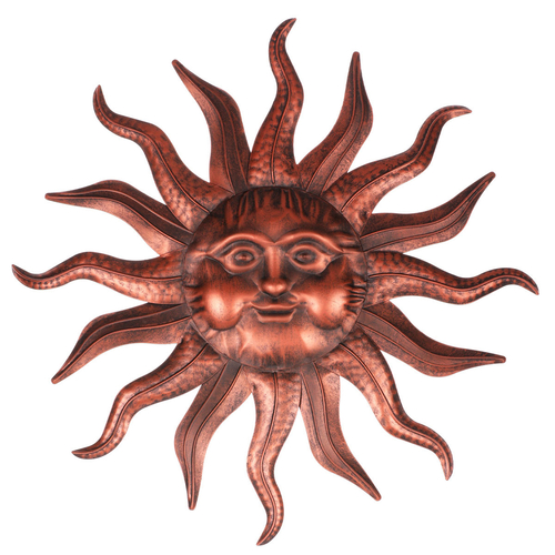 Slunce kovové - nástěnná dekorace, barva měděná