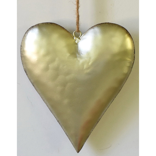 Srdce kovové - závěsná ozdoba, barva krémová