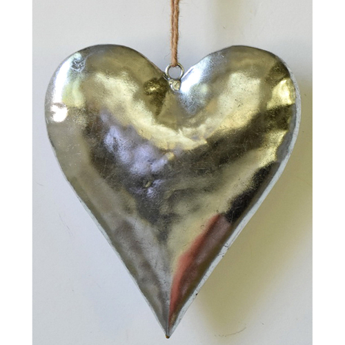 Srdce kovové - závěsná ozdoba, barva stříbrná