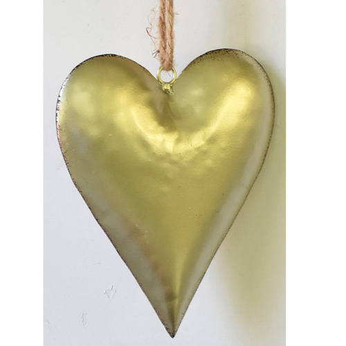 Srdce kovové - závěsná ozdoba, barva krémová
