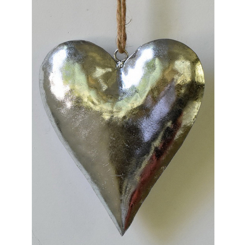 Srdce kovové - závěsná ozdoba, barva stříbrná