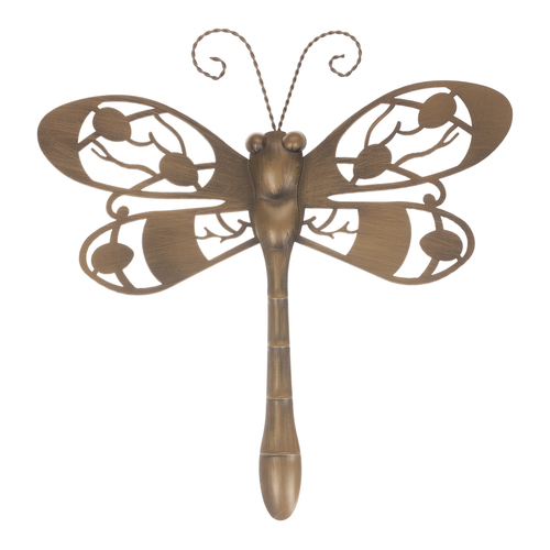 Vážka kovová - dekorace na zeď, barva měděná