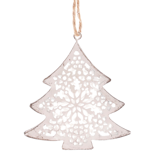 Stromek kovový - závěsná ozdoba, barva bílá