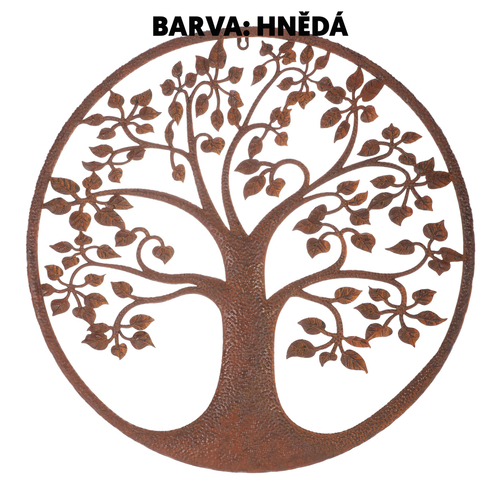 Strom kovový - dekorace na zeď, barva hnědá
