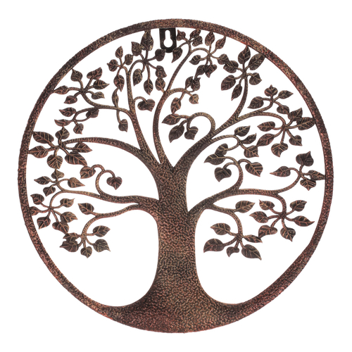 Strom kovový - dekorace na zeď, barva měděná-antik