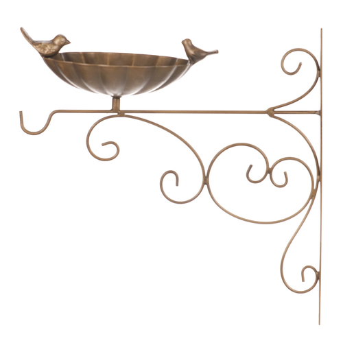 Krmítko/pítko - nástěnné, kovové, s ptáčky, měděné