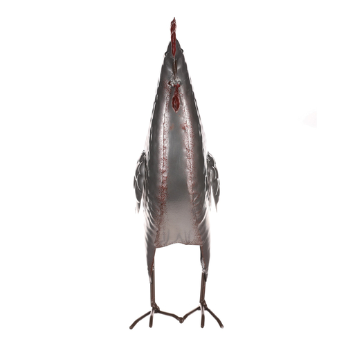 Kohout - kovová dekorace, barva stříbrná