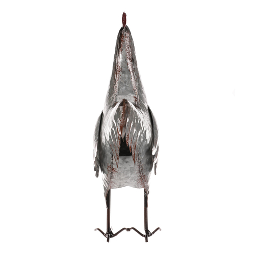 Kohout - kovová dekorace, barva stříbrná