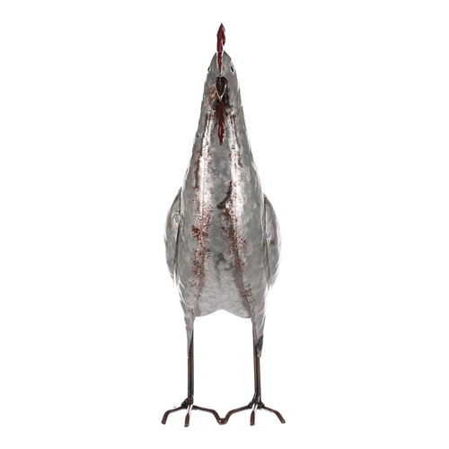 Kohout - kovová dekorace, barva stříbrná