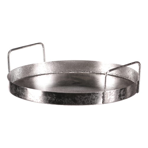 Tác kovový s uchy - kulatý tvar, barva stříbrná