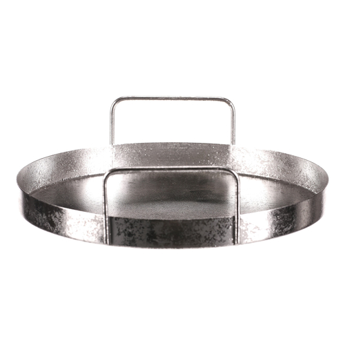 Tác kovový s uchy - kulatý tvar, barva stříbrná