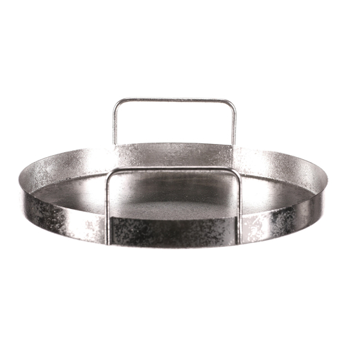 Tác kovový s uchy - kulatý tvar, barva stříbrná