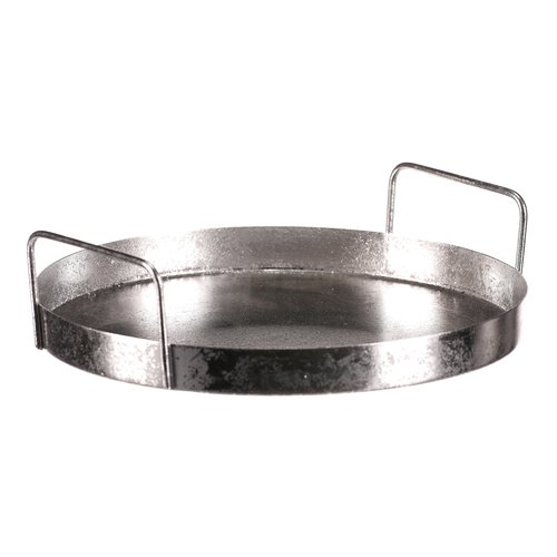 Tác kovový s uchy - kulatý tvar, barva stříbrná