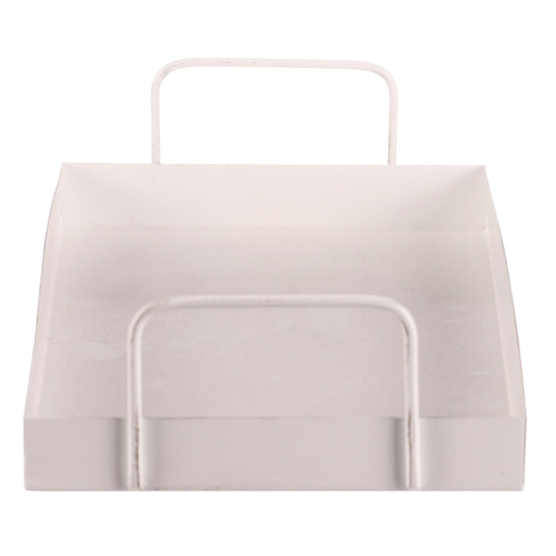 Tác kovový s uchy - obdélníkový tvar, barva bílá