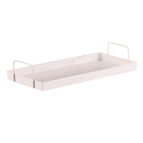 Tác kovový s uchy - obdélníkový tvar, barva bílá