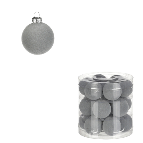 Kulaté sametové ozdoby - pr. 4 cm, šedé, cena za balení (18 ks)