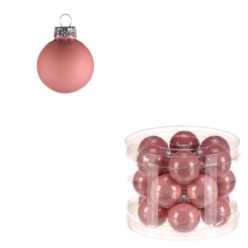 Kulaté skleněné ozdoby - pr. 4 cm, růžové, cena za balení (18 ks)