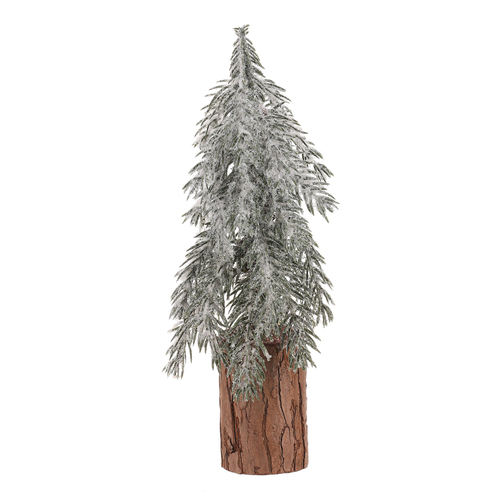 Smrk na špalku - mini, výška 32 cm, zelený, ojíněný