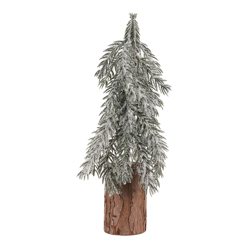 Smrk na špalku - mini, výška 32 cm, zelený, ojíněný