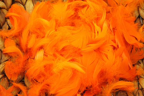 Peří 5g, barva tm.oranžová