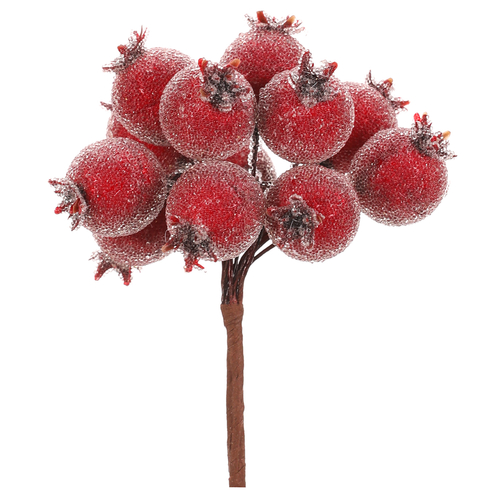 Bobule červené - umělý trs, ojíněný