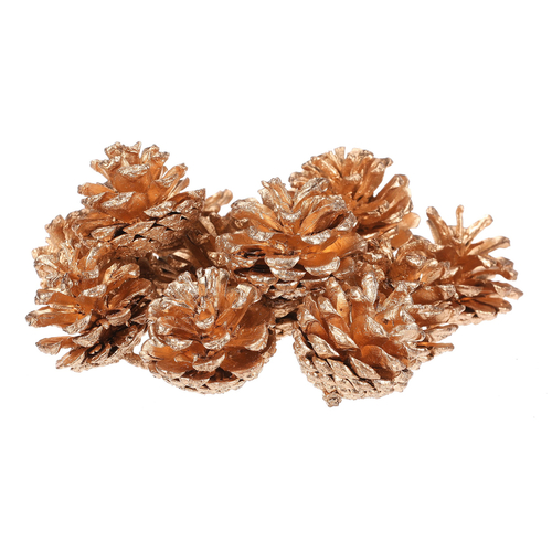 Šišky - pravé borovicové, zlaté, cena za balení (12 ks)